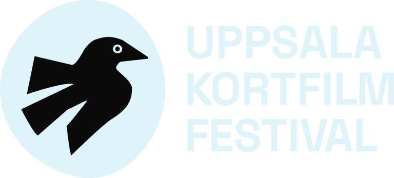 Uppsala kortfilm festivaalien vaakalukuinnen logo, jossa lintu.